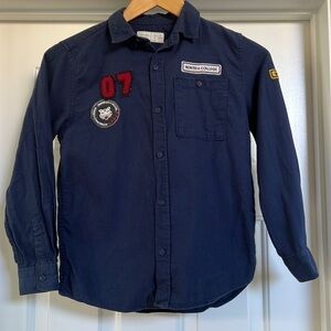 Boys Zara navy button up shirt. Size 9
